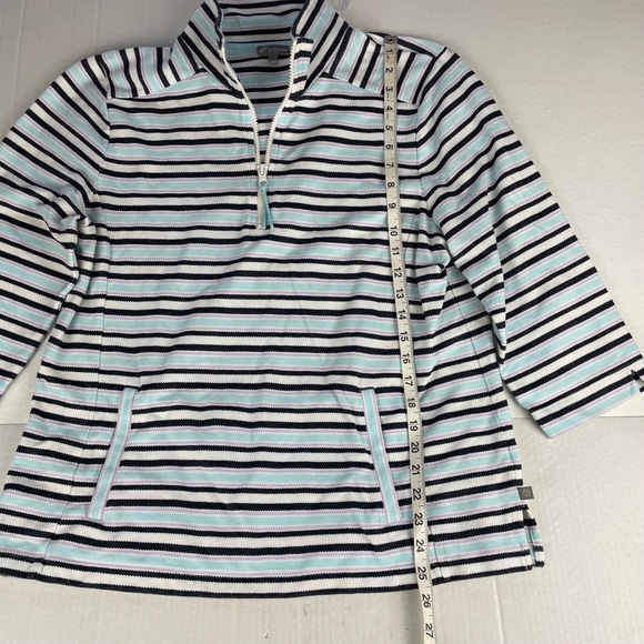 T By Talbots XL Striped 3/4 Sleeve High Neck Quarter Zip Pullover - Picture 9 of 9